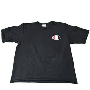 Vintage Mens Champion VTG Black T Shirt Short Sleeve 3-D Logo Size Large  EUC